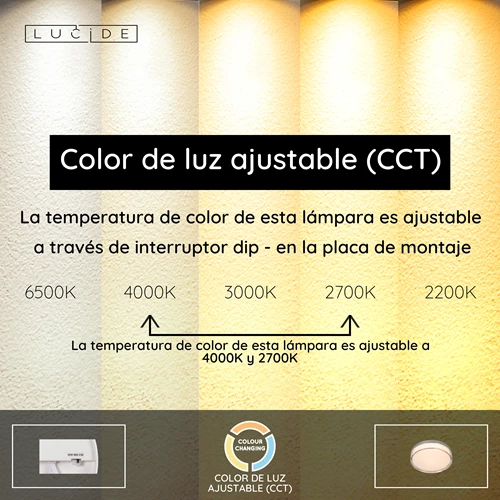 Lucide PLANO - Lámpara de techo Baño - Ø 23 cm - LED Regul. - CCT - 1x11W 2700K/4000K - IP44 - Ópalo - USP